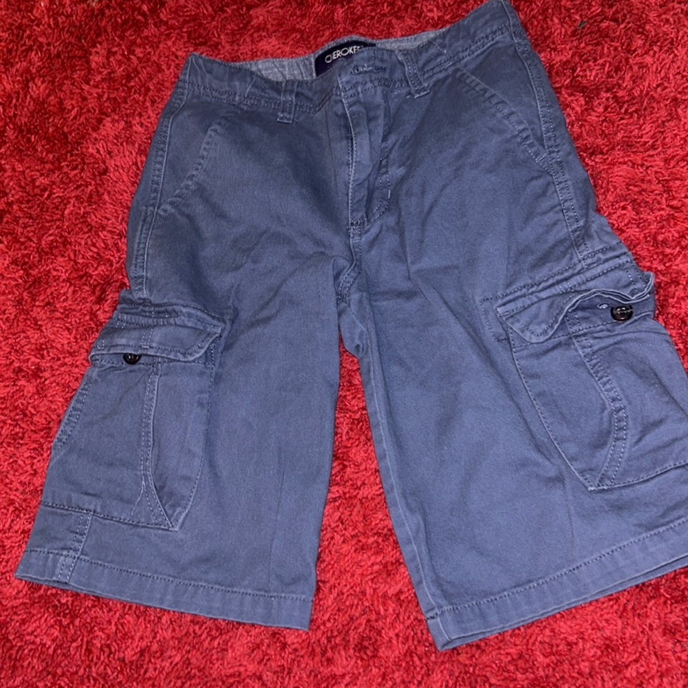 Blue Cargo Shorts with adjustable waist worn only once